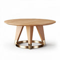 Round wooden coffee table with metal accents 80 x 80 x 40cm