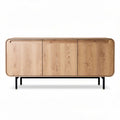 Wooden sideboard cabinet with three doors and metal legs 150 x 40 x 70cm