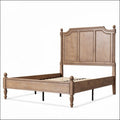 Wooden king size bed frame with headboard and slatted base in natural finish