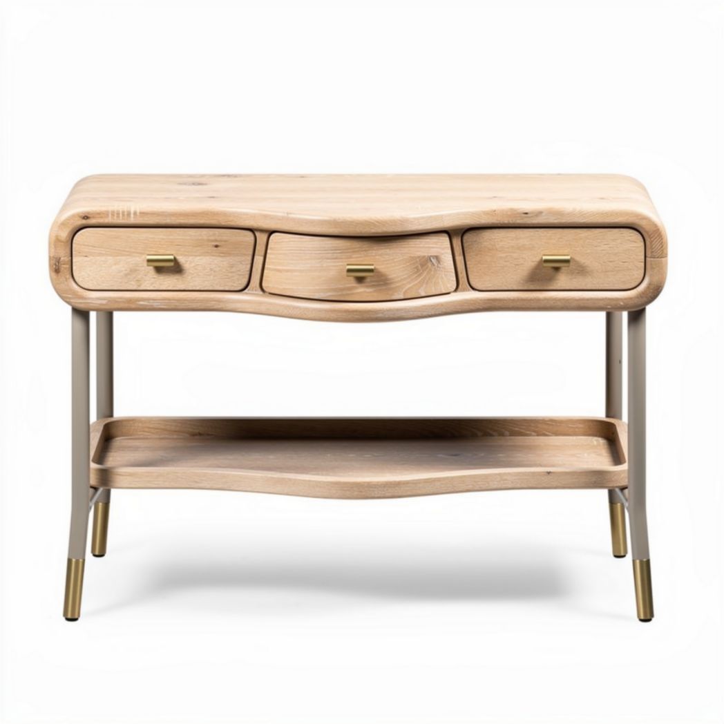 Wooden console table with three drawers and lower shelf 80 x 40 x 75cm