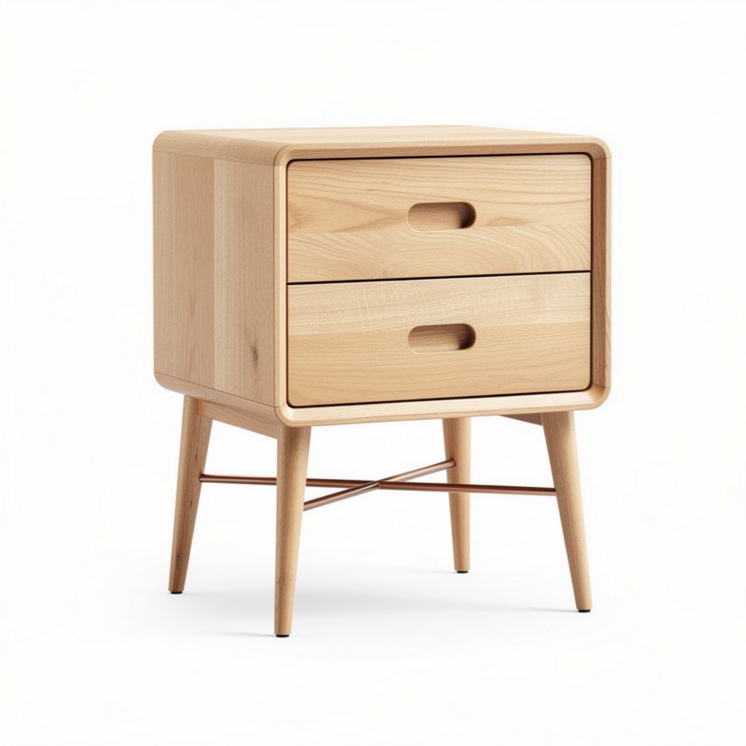 Wooden nightstand with two drawers and minimalist design 40 x 35 x 45cm