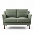 Green upholstered loveseat with wooden legs suitable for living rooms 150 x 80 x 80cm