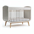 Modern convertible crib with wooden legs and breathable mesh sides 120 x 60 x 90cm