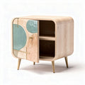 Modern wooden storage cabinet with geometric glass doors 60 x 40 x 50cm