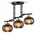Three-light modern pendant ceiling lamp with glass shades and adjustable height