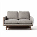 Two-seater sofa in gray fabric with wooden frame 150 x 80 x 70cm