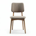 Upholstered dining chair with wooden legs and ribbed fabric in beige 45 x 45 x 85cm