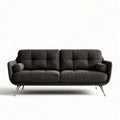 Mid-century modern two-seater sofa in dark gray fabric with chrome legs 180 x 90 x 85cm