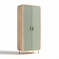 Wooden wardrobe with green ribbed doors and metal legs 40 x 80 x 180cm