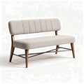 Upholstered bench with wooden legs and metal frame 120 x 60 x 80cm in beige
